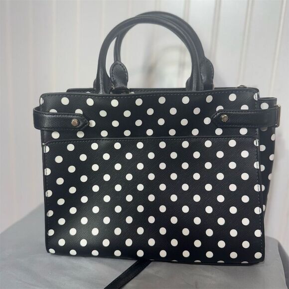 Kate Spade Polka Dot Satchel Black White Top Handle Bag Crossbody Purse NWT - Picture 4 of 8